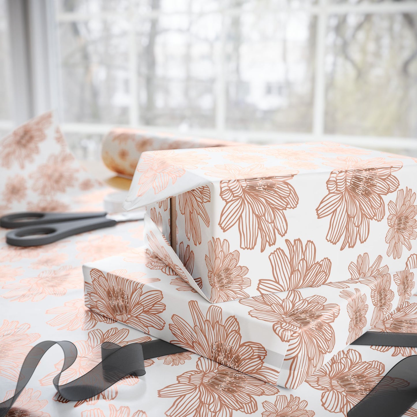 Elegant Floral Wrapping Paper, Gift Wrap for Birthdays, Weddings, Anniversaries, Holidays, Eco-Friendly Gift Wrap