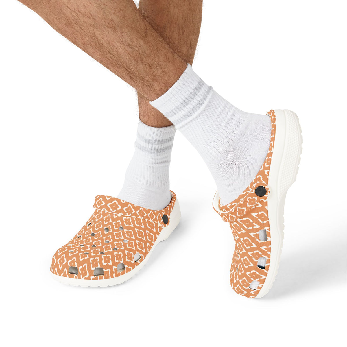 EVA Foam Clogs — Terracotta Geometric Pattern Slip-On Shoes