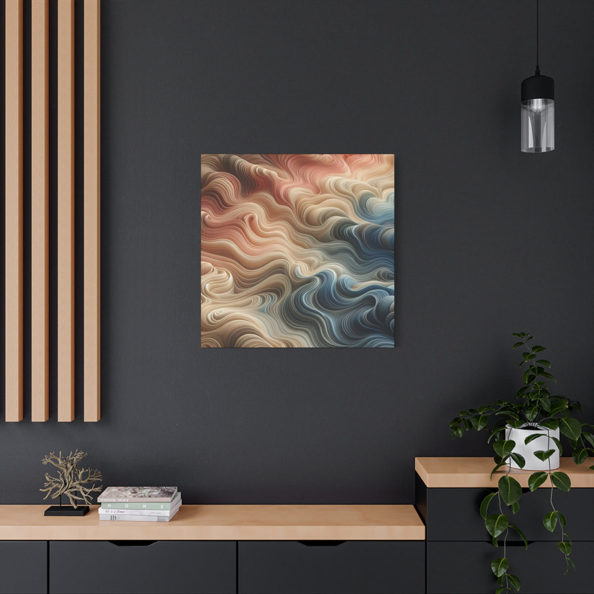 Abstract Swirl Matte Canvas Wall Art — Fluid Earth Tones, Stretched 1.25"