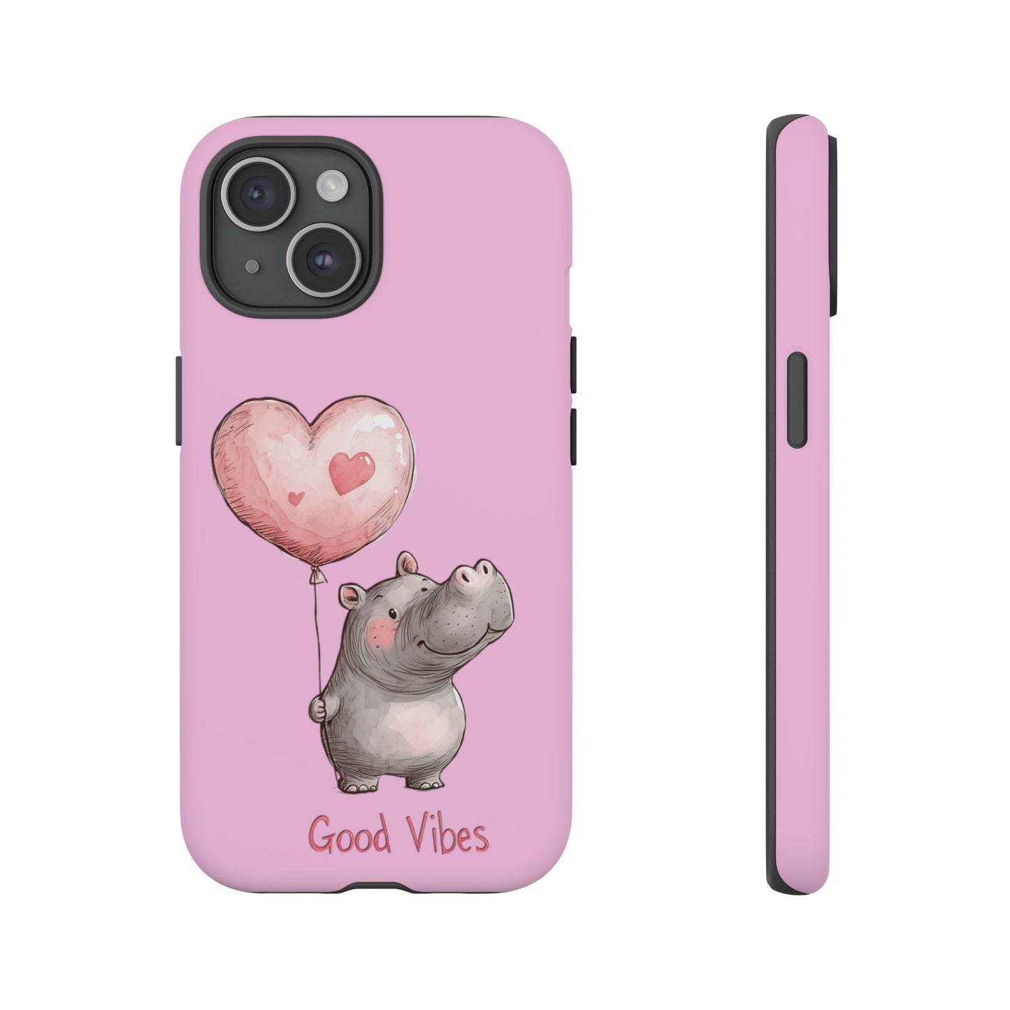 Cute Hippo Phone Case | Good Vibes, Gift for Friends, Cute Phone Accessories, Animal Lover Gift, Happy Phone Cover