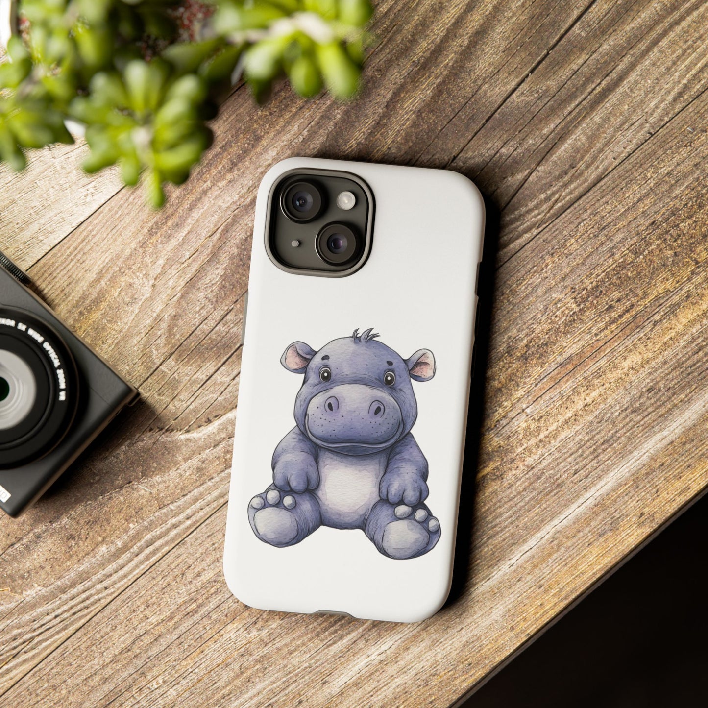 Cute Hippo Phone Case, Unique Tough Cases, Animal Lover Gift, Cute Animal Design, Baby Animal Phone Accessory