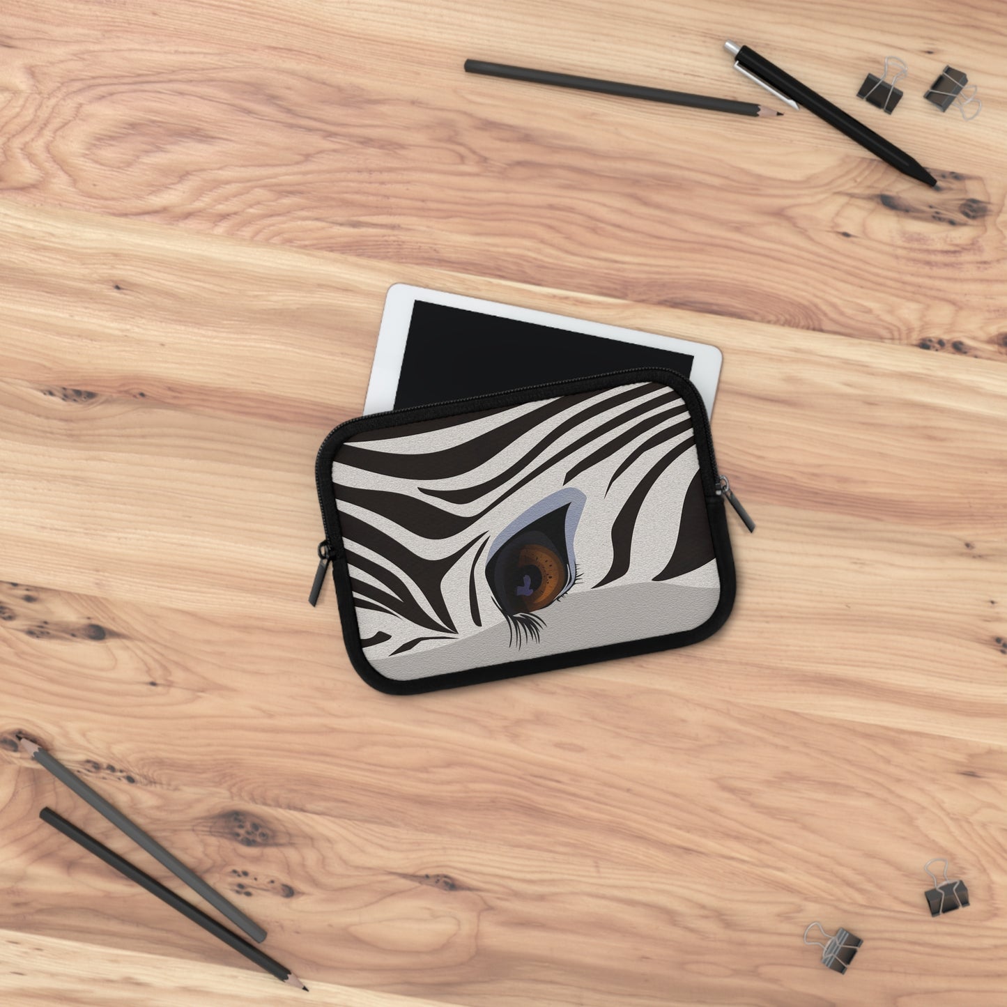 Stylish Zebra Eye Laptop Sleeve | Unique Computer Case, Gift for Students, Trendy Tech Accessory, Animal Print Protection