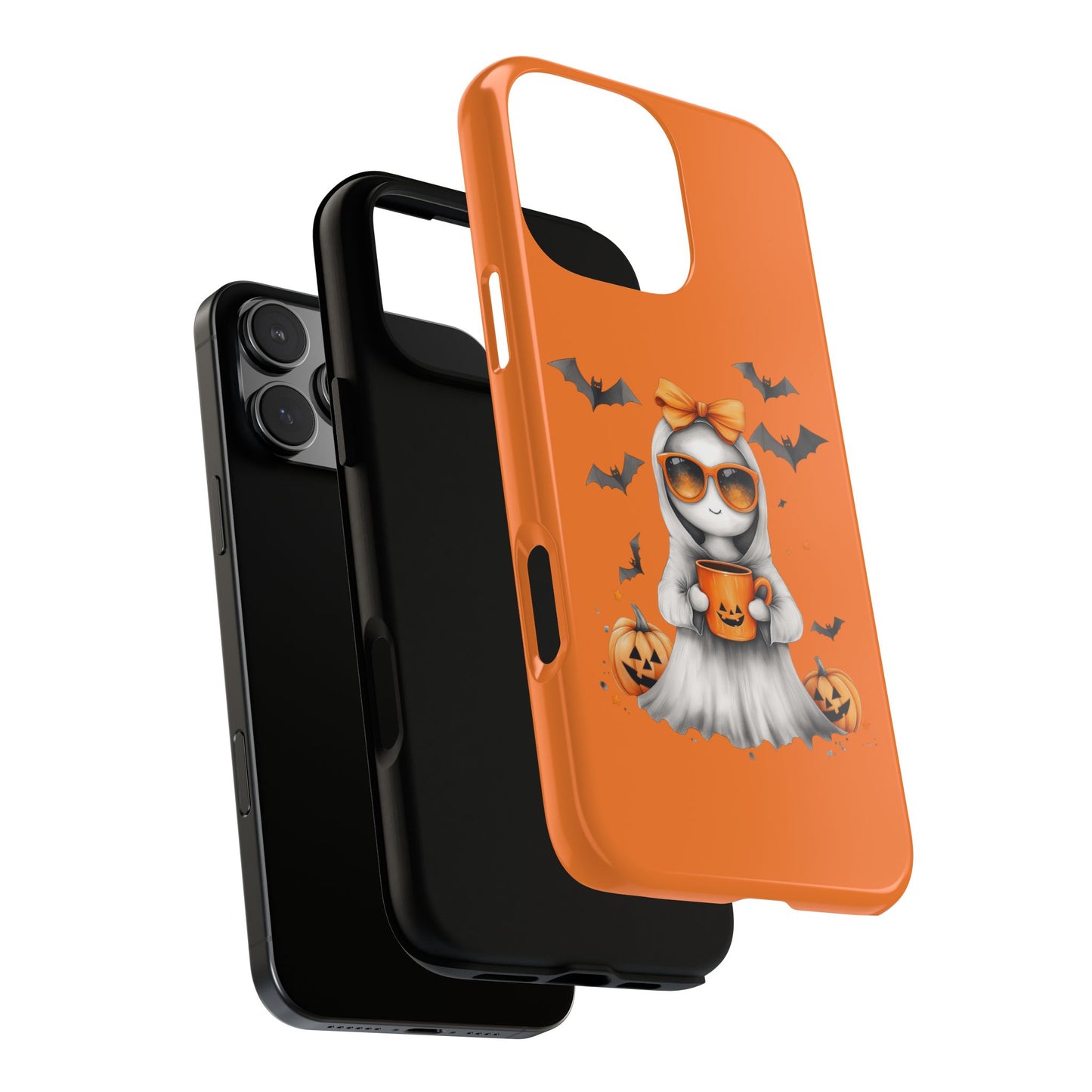 Halloween Ghost Phone Case, Cute Cat Ghost Case, Autumn Phone Cover, Spooky Season Gift, Trick or Treat Case