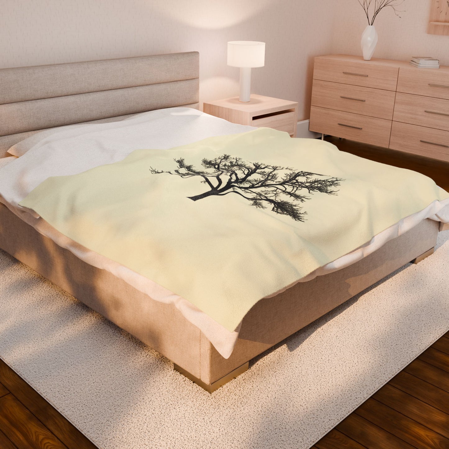Cozy Nature-Inspired Velveteen Plush Blanket, Soft Throw Blanket, Tree Art Decor, Gift for Her, Home Essentials, Autumn Decor