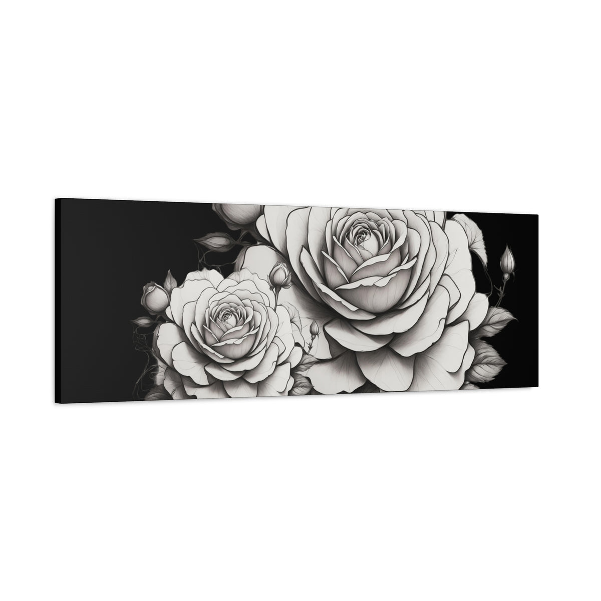 Monochrome Rose Canvas Print — Black & White Floral Wall Art