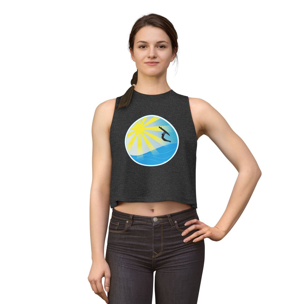 Sunrise Surf Circle Crop Top — Women’s Beach Wave Tank