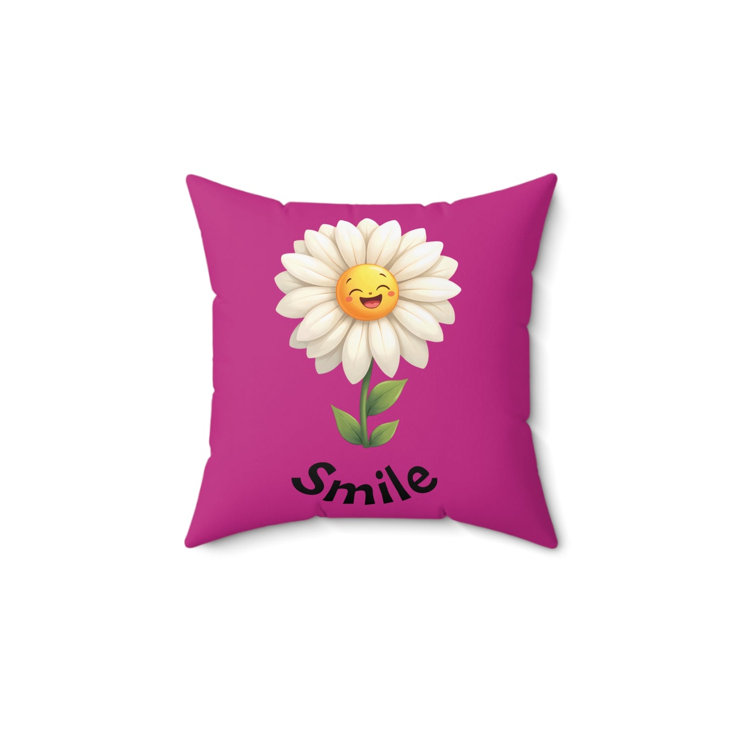 Cheerful Flower Throw Pillow, Smile Decor for Home, Positive Vibe Cushion, Gift for Her, Spring Decoration
