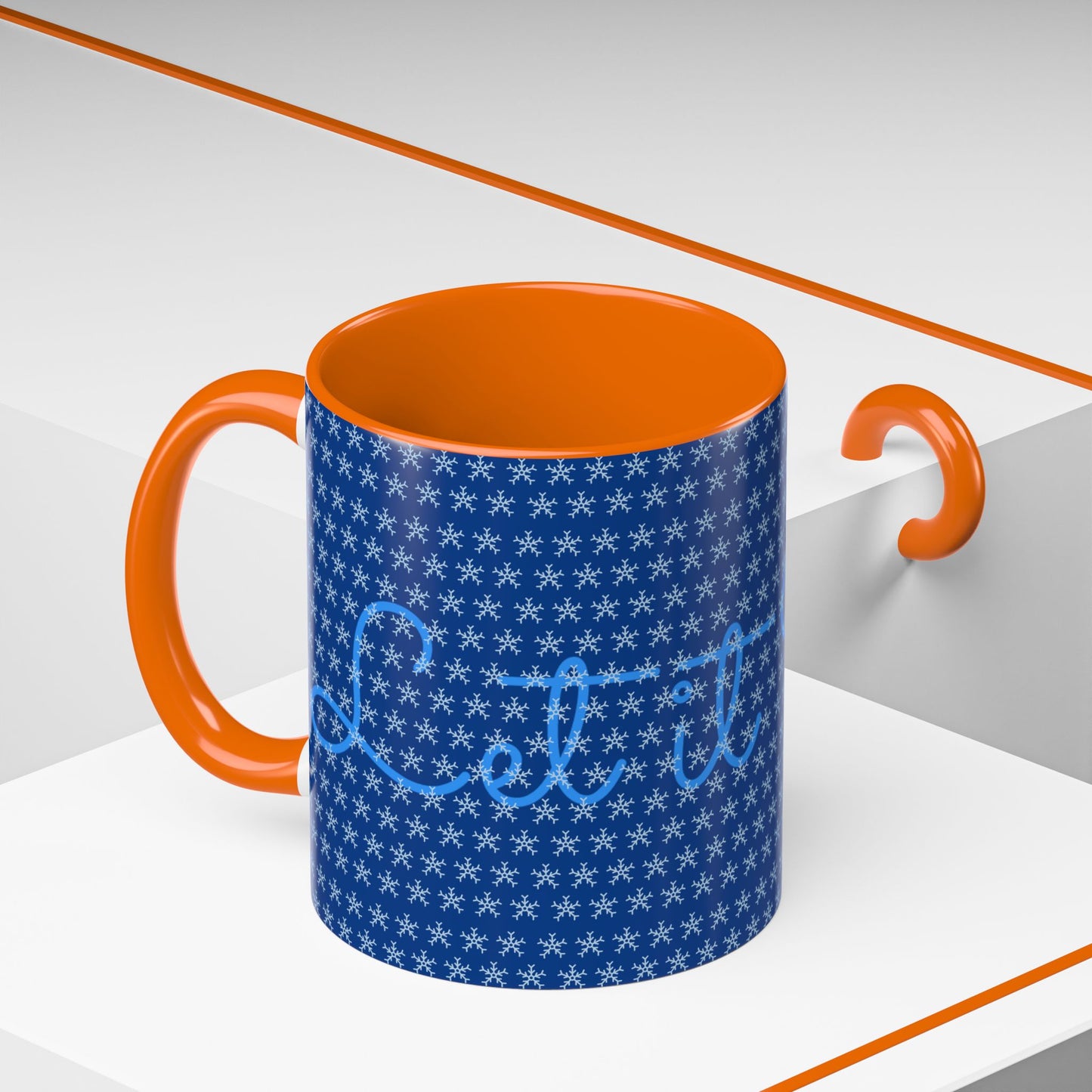 Snowy Night Accent Coffee Mug - Cozy Winter Drinkware, Seasonal Gifts, Holiday Décor, Comfortable Sipping, Blue Design