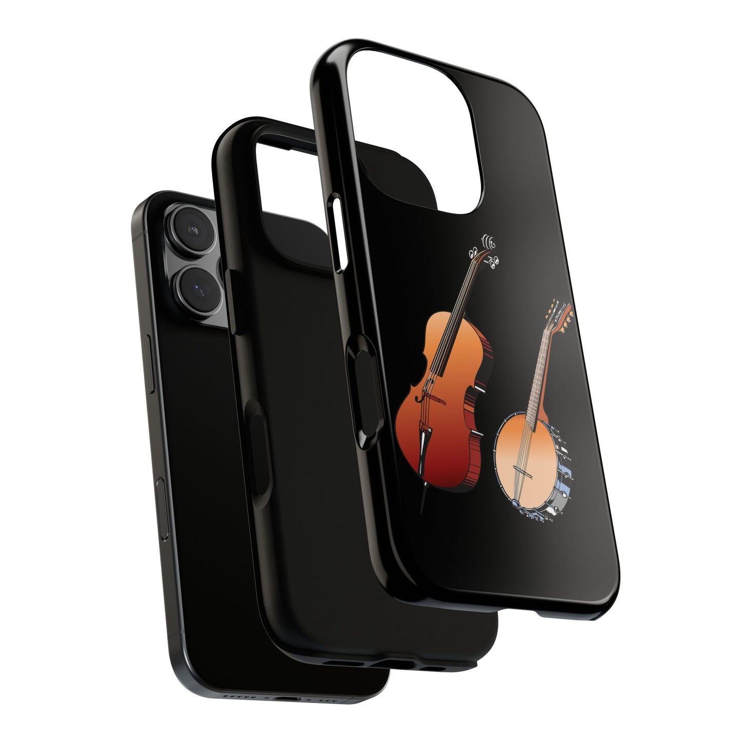 Musical Instrument Phone Case - Violin & Banjo Design, Music Lover Gift, Unique Phone Cover, Holiday Gift, Durable Tough Cases