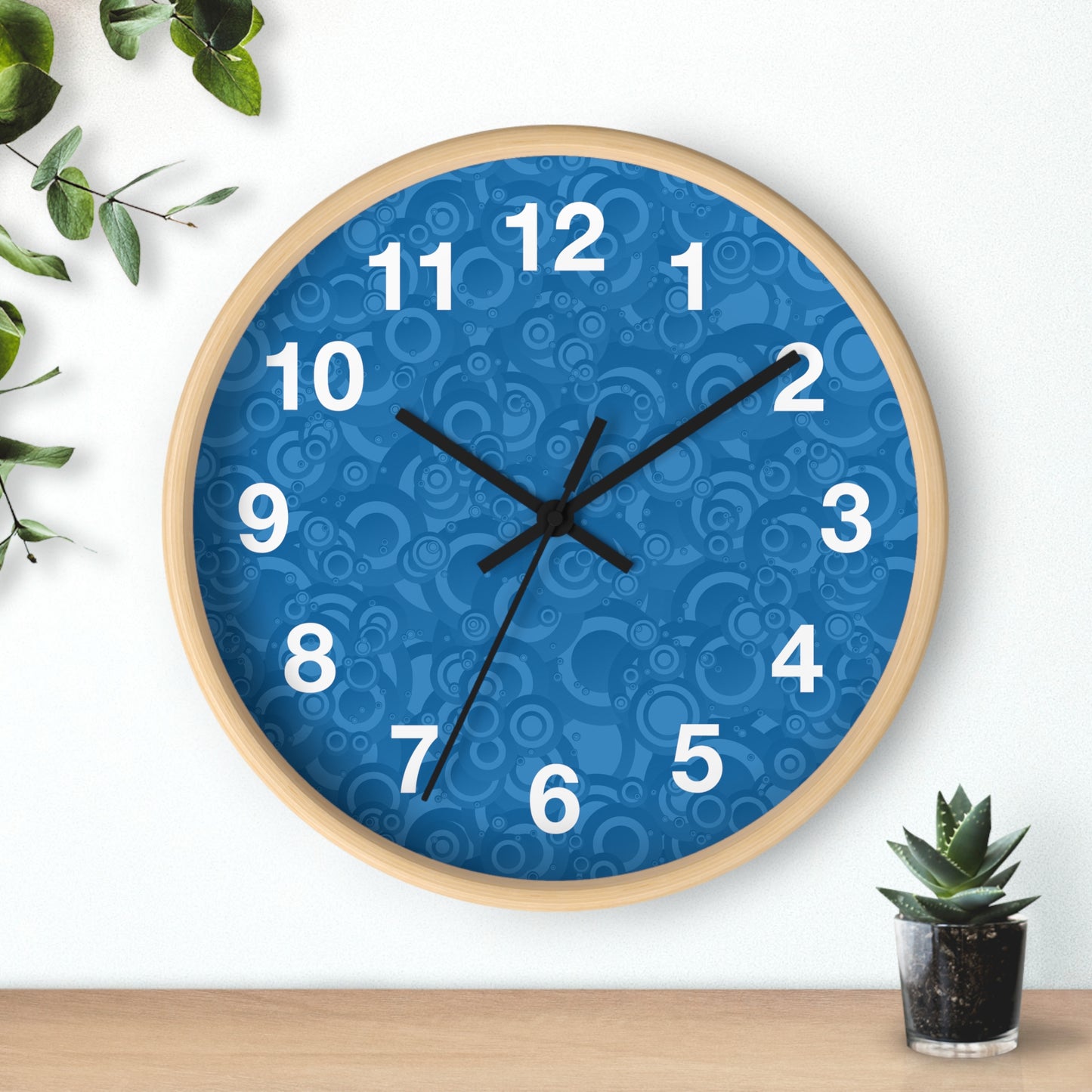 Modern Abstract Wall Clock, Home Decor, Unique Gift, Blue Pattern Clock, Wall Art for Living Room, Office Decor