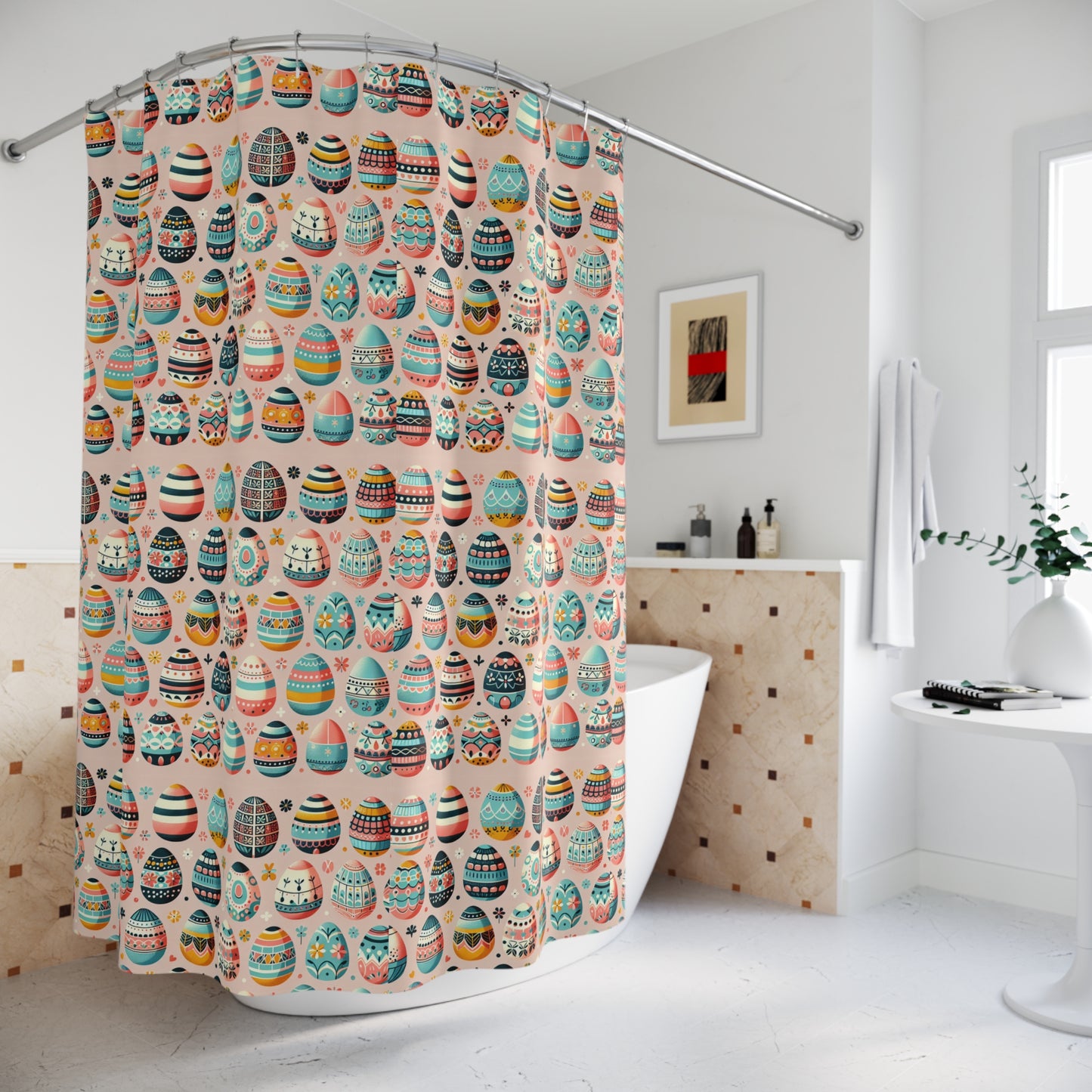 Easter Egg Shower Curtain Vibrant, Fun Bathroom Decor for Spring Celebrations
