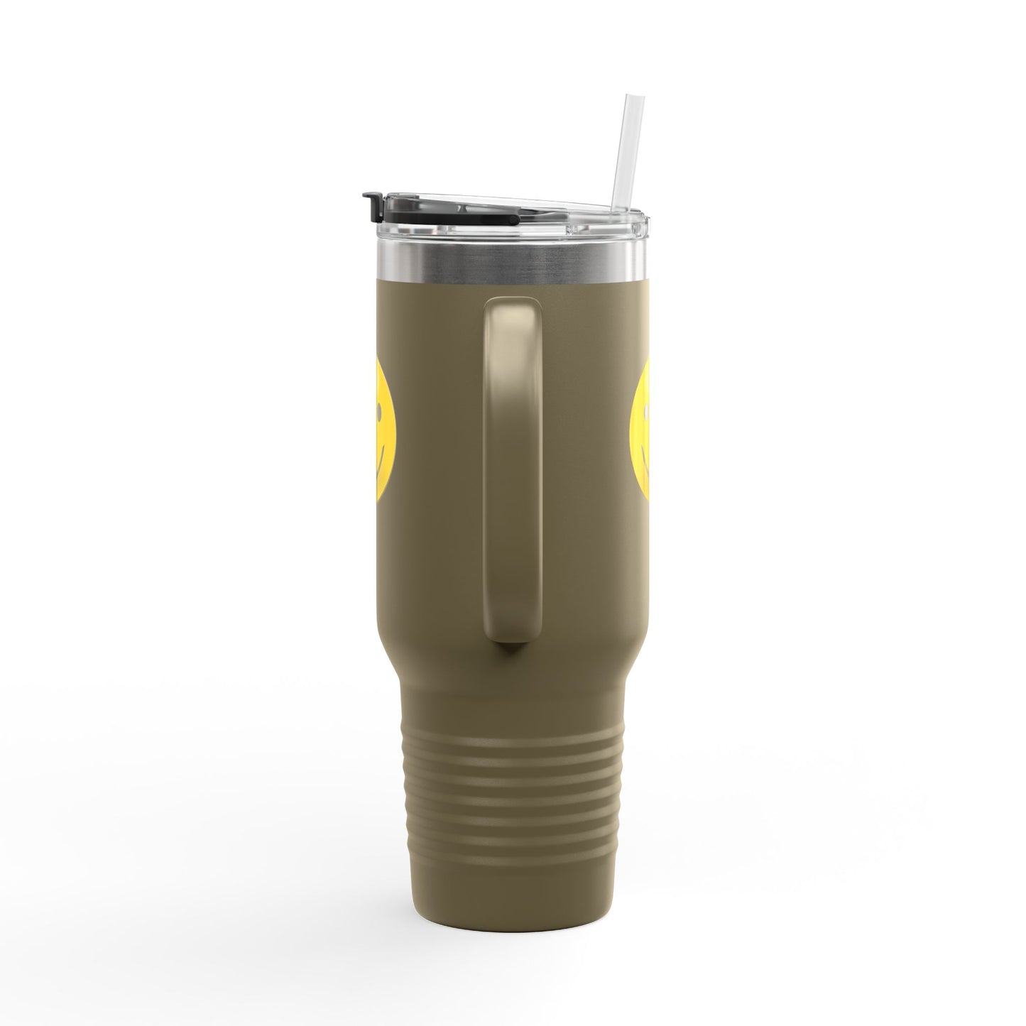 Smiley Face Insulated Travel Mug | 40oz Large Cup for Hot/Cold Beverages | Perfect for Travel & Gifting