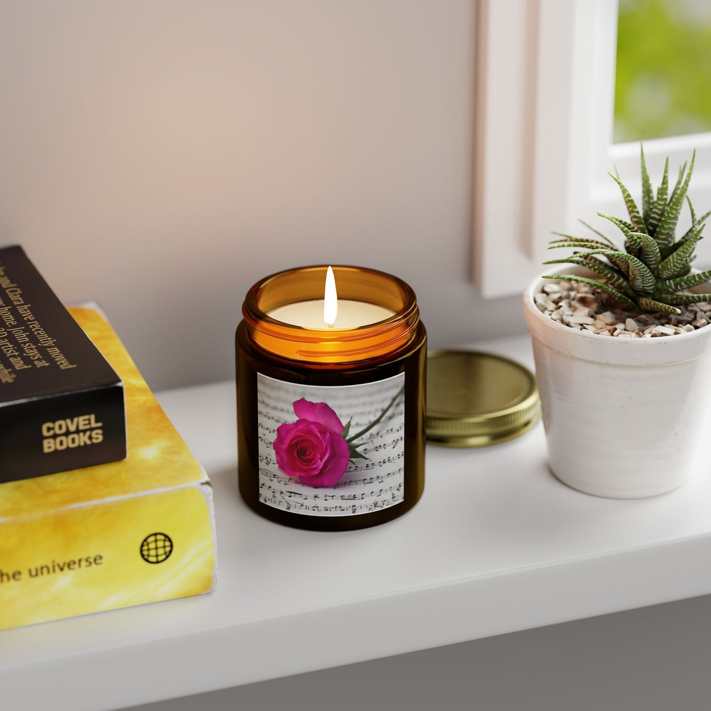 Romantic Floral Scented Candle - Coconut Apricot Wax, Rose Design, Home Decor Gift, Aromatherapy Candle, Unique Centerpiece