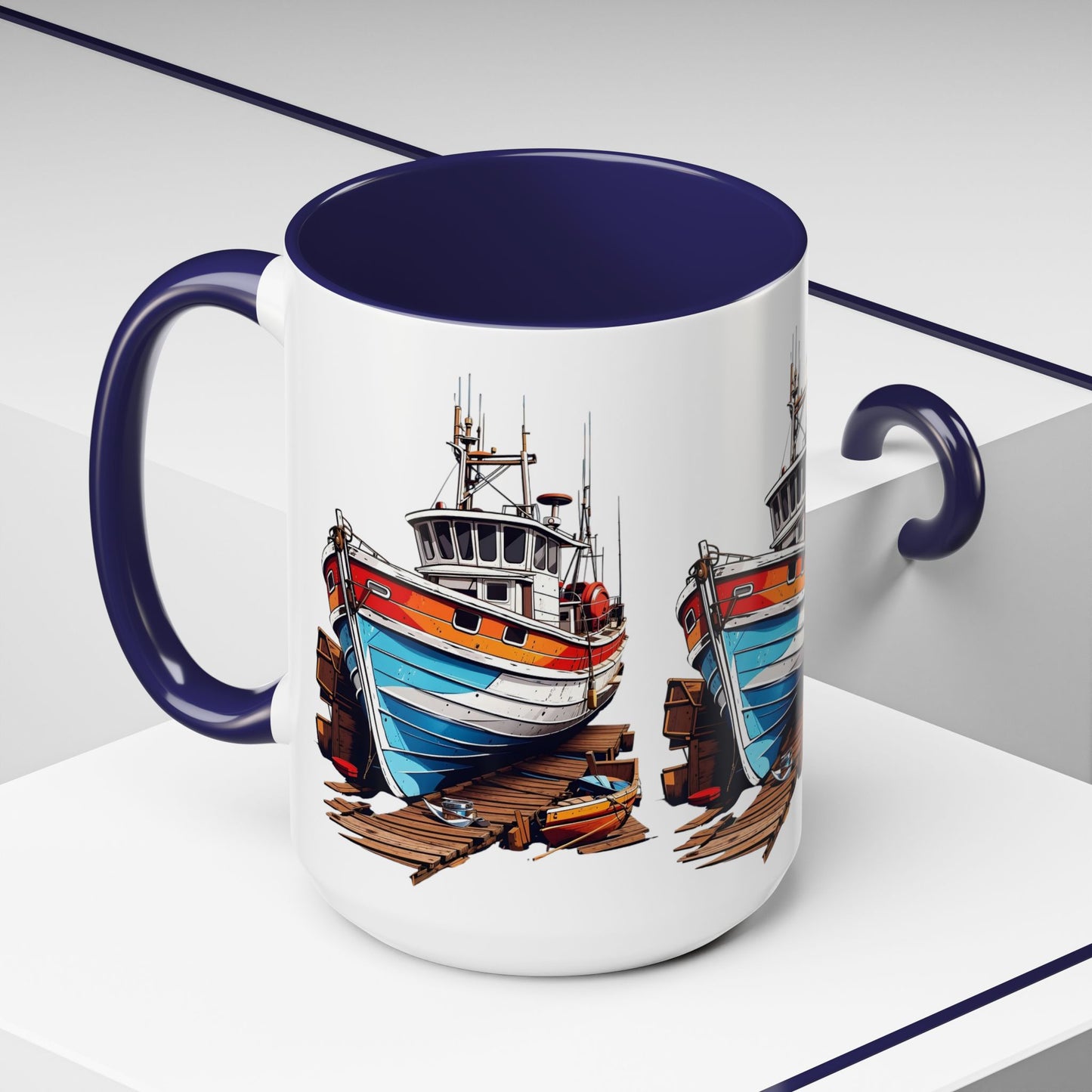 Nautical Accent Coffee Mug | Perfect for Boat Lovers, Sailor Gifts, Coastal Decor, Unique Gift Idea, Custom Artwork Mug