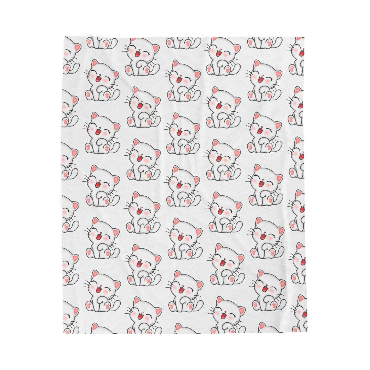 Cute Cat Velveteen Plush Blanket - Cozy Pet Lover Gift, Fleece Throw for Kids, Nursery Decor, Cat Lover Essentials, Adorable Cat Print