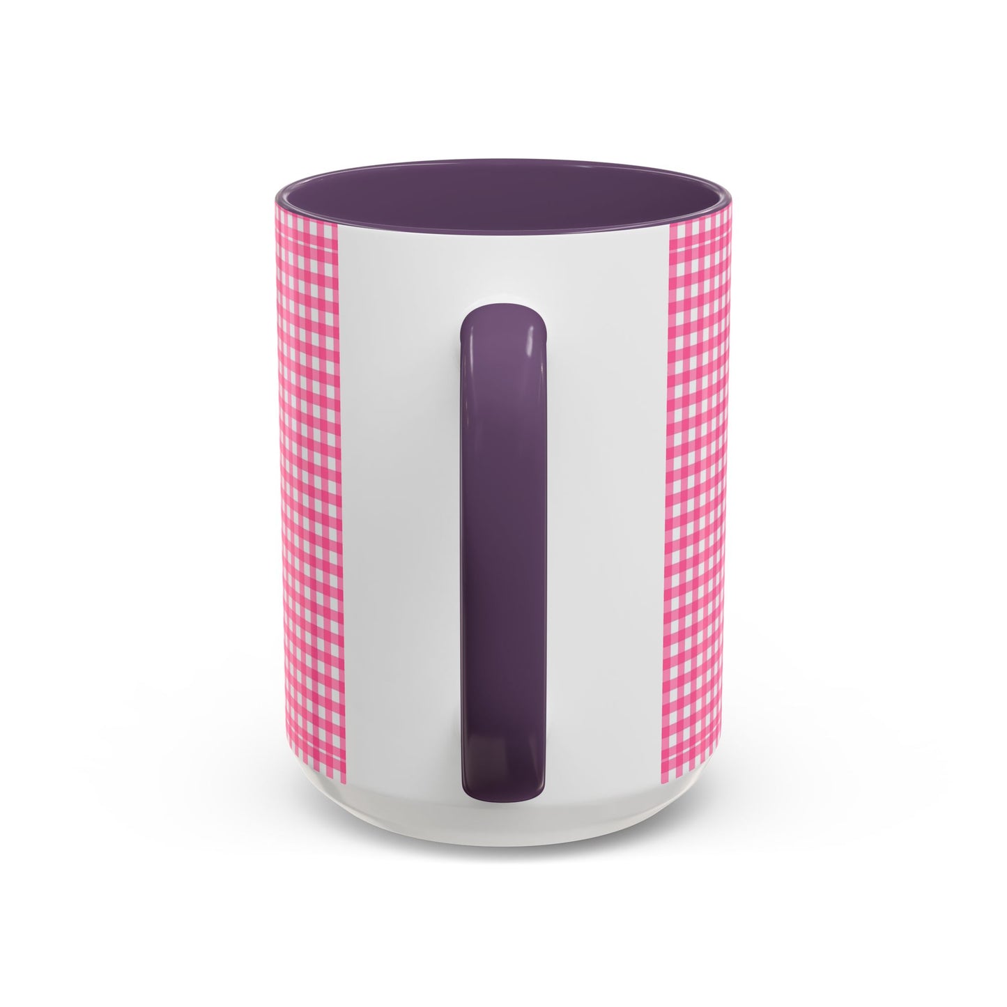 Pink Gingham Accent Coffee Mug, Cute Kitchen Decor, Gift for Coffee Lovers, Home Office Mug, Spring and Summer Vibes
