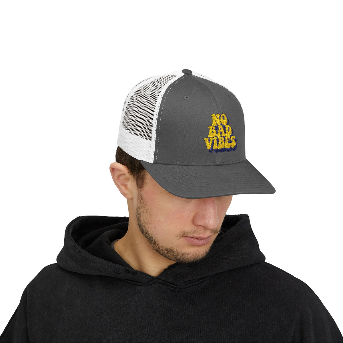 No Bad Vibes Snapback Trucker Cap | Casual Summer Hat, Gift for Her, Trendy Accessory, Outdoor Fun, Festival Wear