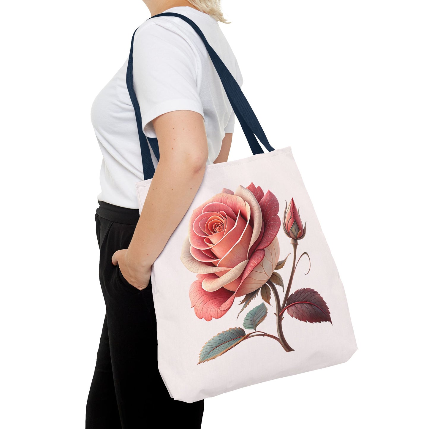 Romantic Floral Tote Bag, Rose Design, Chic Bag, Stylish Carryall, Perfect Gift for Her, Everyday Use, Eco-Friendly