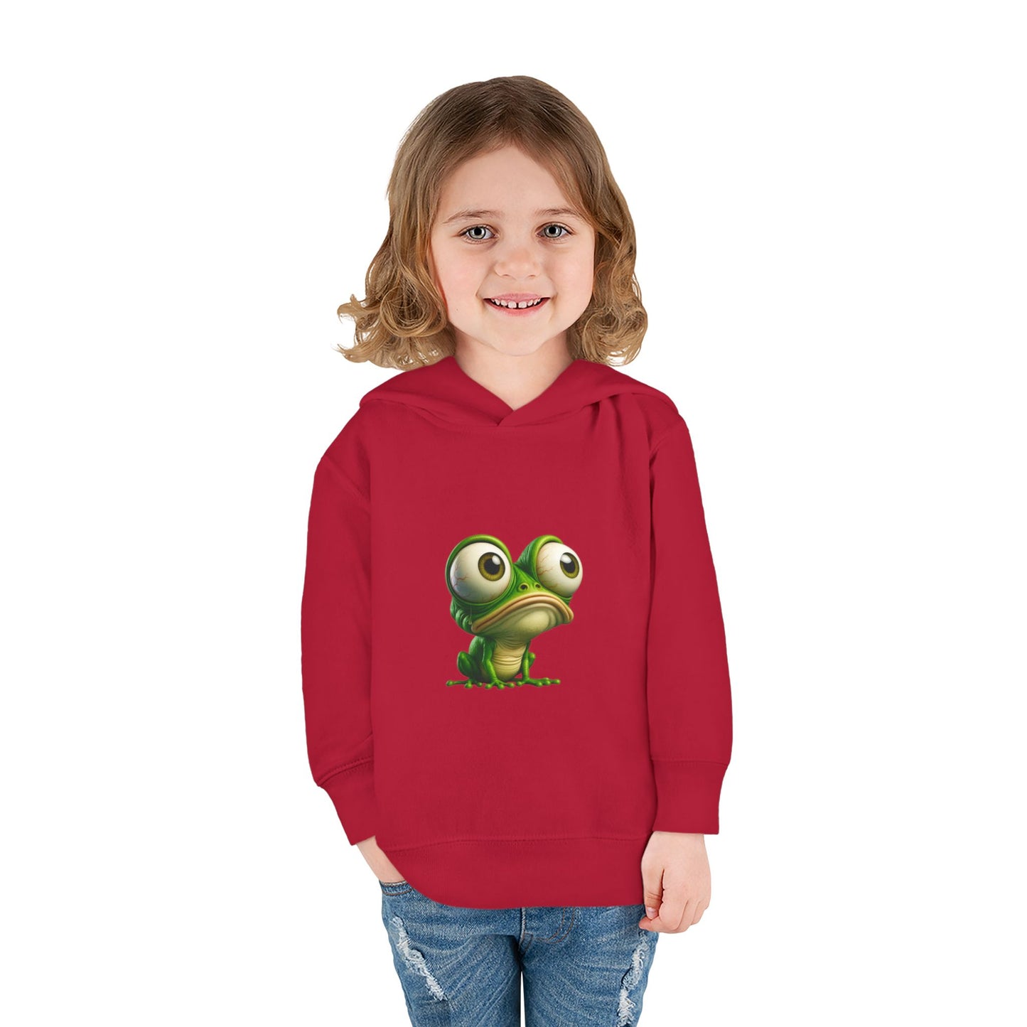 Whimsical Toddler Frog Pullover Hoodie, Cute Kids Fleece Sweater, Playful Toddler Clothing, Children's Gift, Animal Lover Apparel