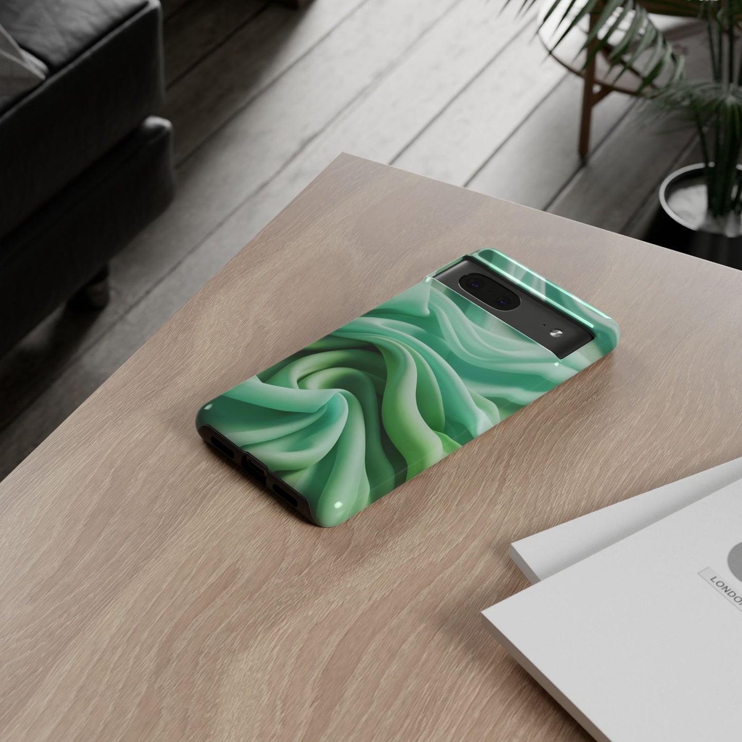 Stylish Phone Case, Tough Case, Green Abstract Design, Cell Phone Cover, Unique Gift, Trendy Accessory