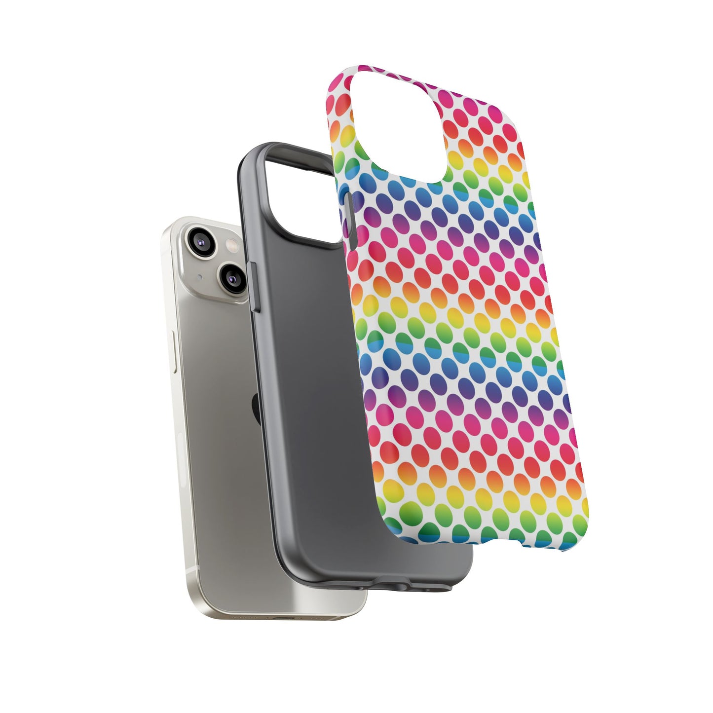 Rainbow Dot Phone Case, Colorful Phone Cover, Fun Phone Accessory, Gift for Friends, Trendy Mobile Case
