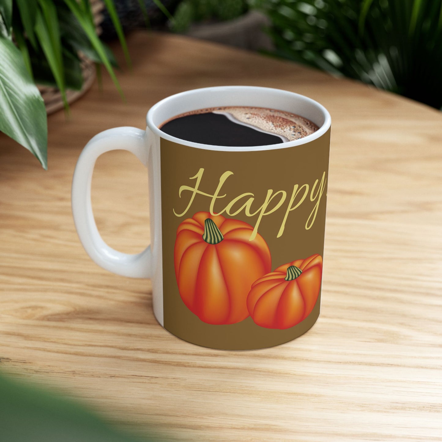 Halloween Pumpkin Ceramic Mug - Happy Harvest, Fall Coffee Cup, Autumn Drinkware, Seasonal Gift, Cozy Home Decor