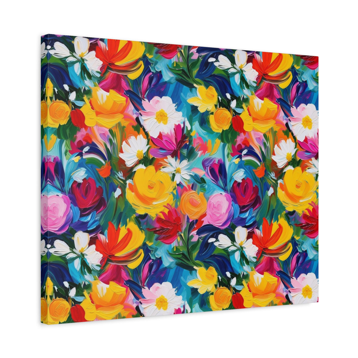 Vibrant Floral Matte Canvas Wall Art — Colorful Garden Print, Stretched 1.25"