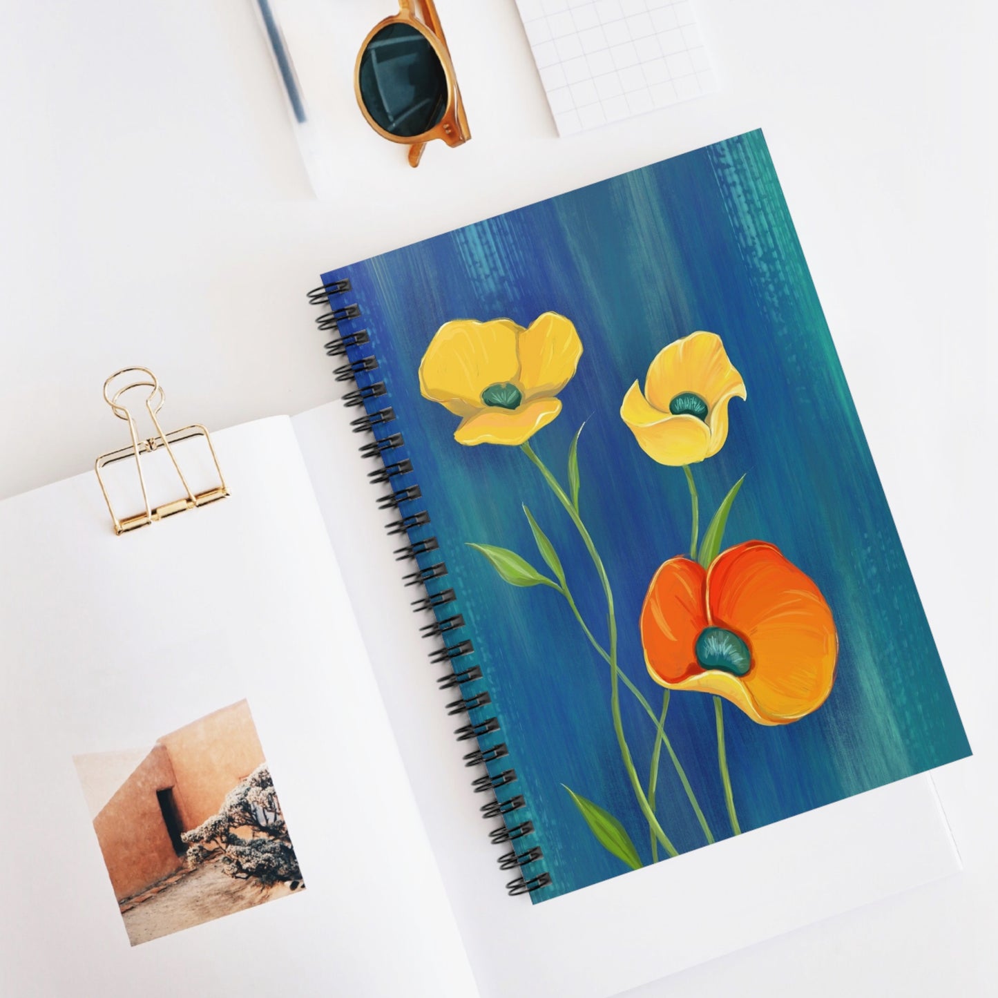 Floral Spiral Notebook - Ruled Line, Journal, Stationery, Gift Idea, Writing Pad, Art Supplies