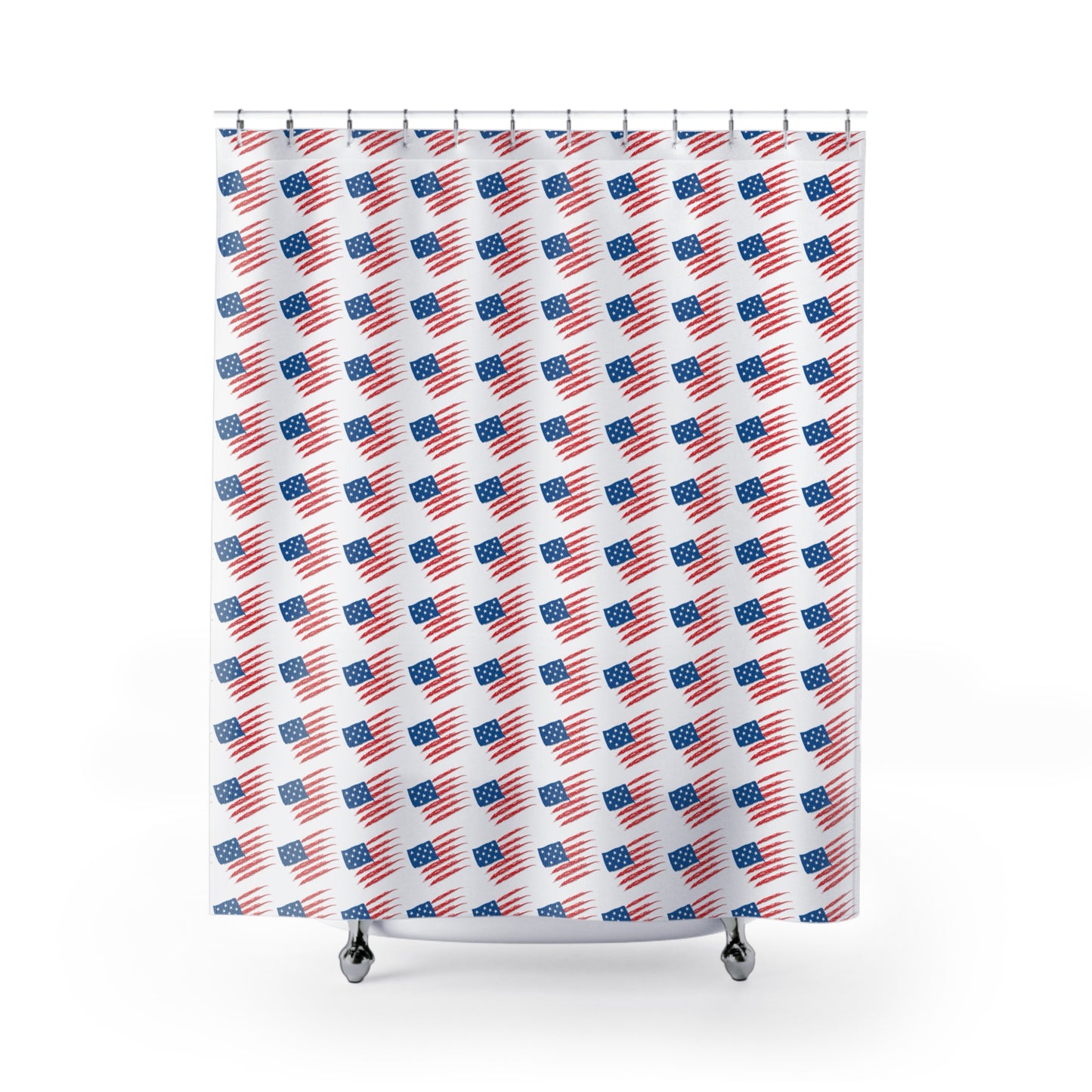 Patriotic Shower Curtain, Americana Decor, Independence Day Gift, Bathroom Accessories, Red White Blue Design