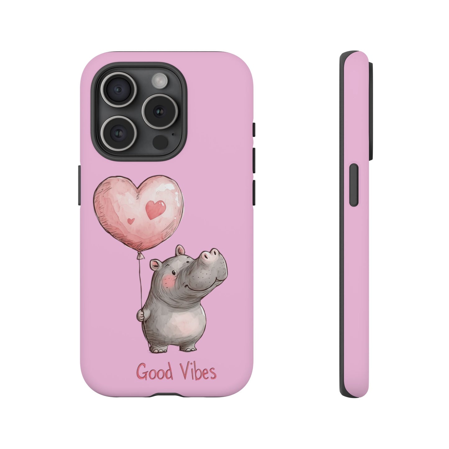 Cute Hippo Phone Case | Good Vibes, Gift for Friends, Cute Phone Accessories, Animal Lover Gift, Happy Phone Cover