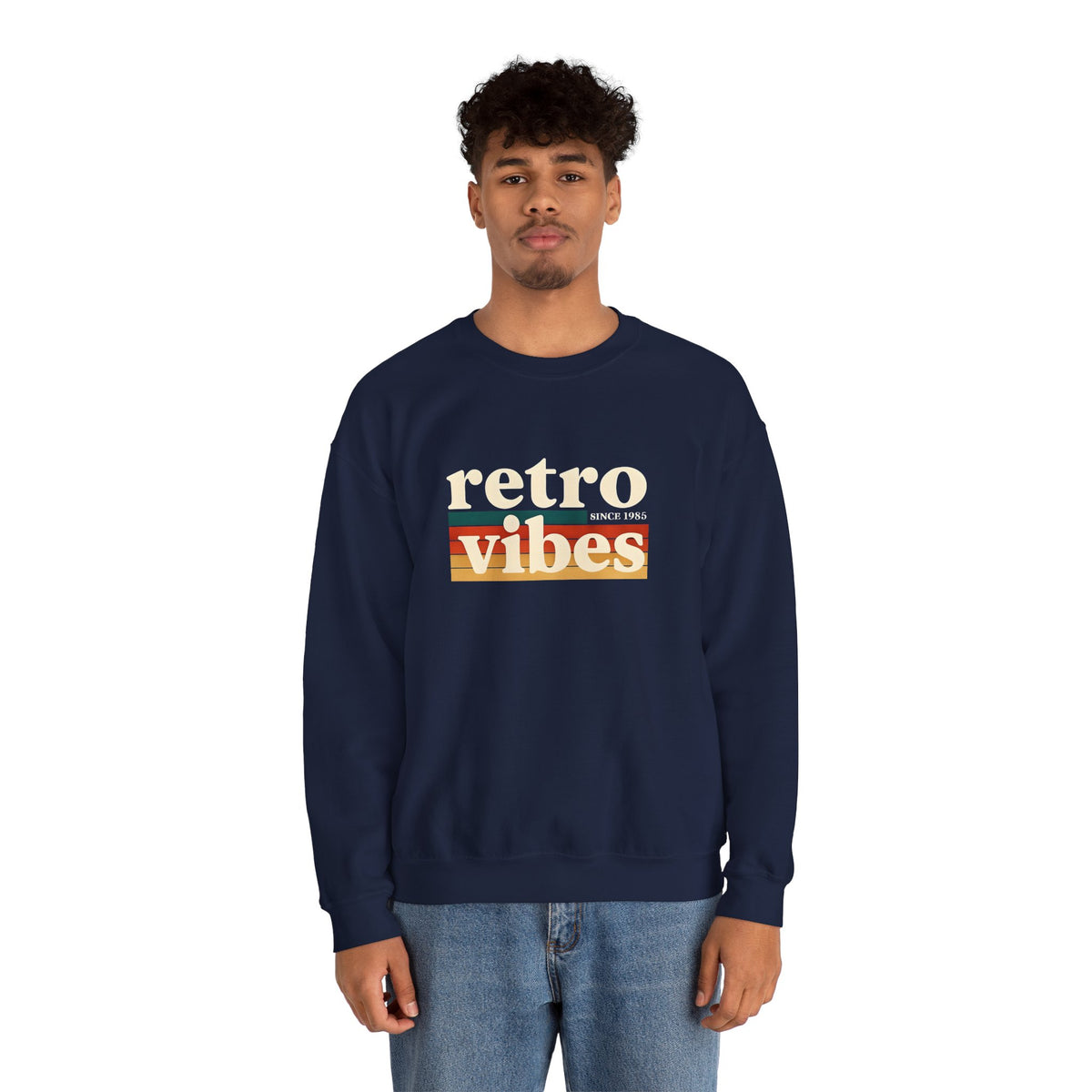 Retro Vibes Crewneck Sweatshirt, Unisex Vintage Style, Cozy Fall Fashion, Gift for Music Lovers, Chill Weekend Wear