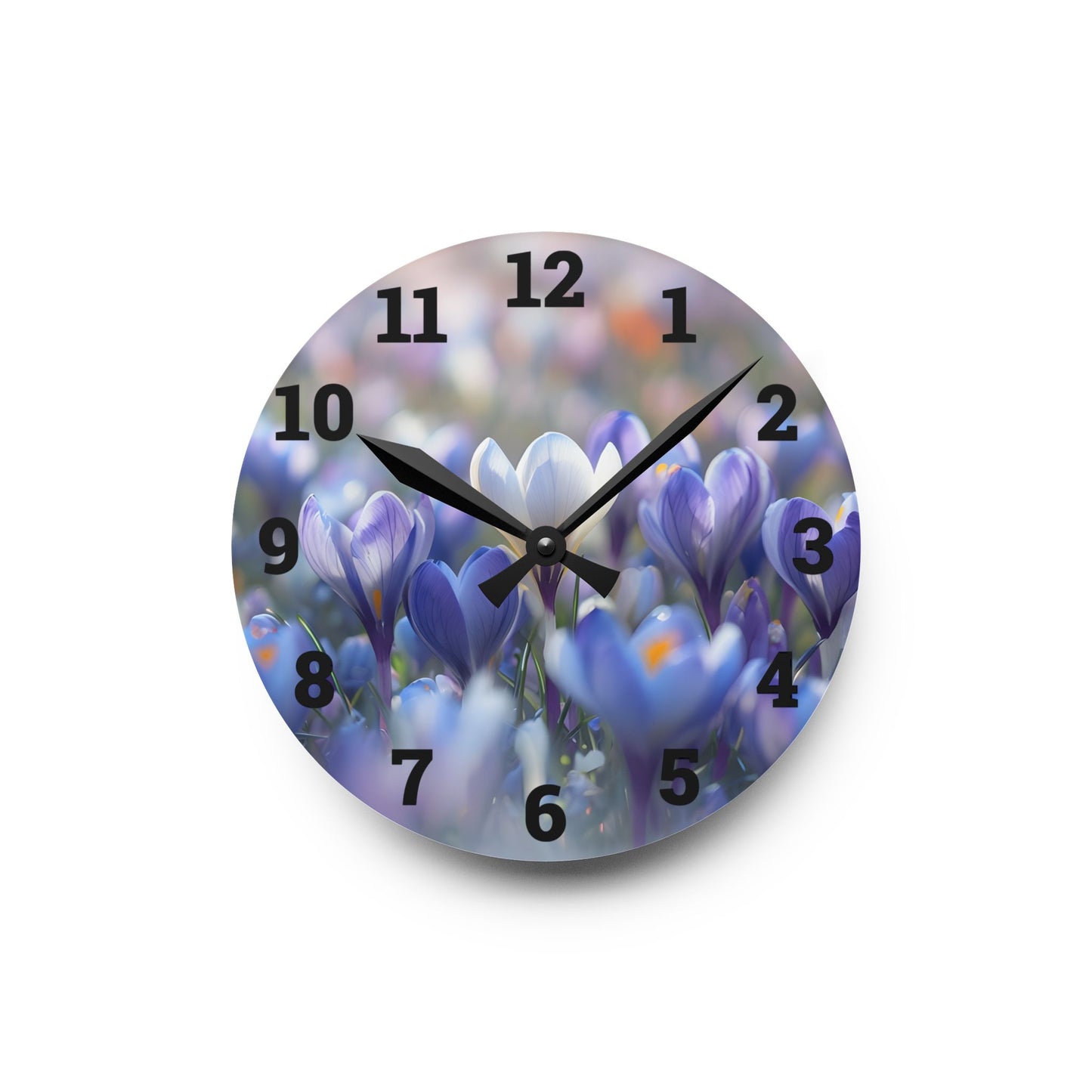 Elegant Floral Acrylic Wall Clock, Home Decor, Wall Art, Gift for Her