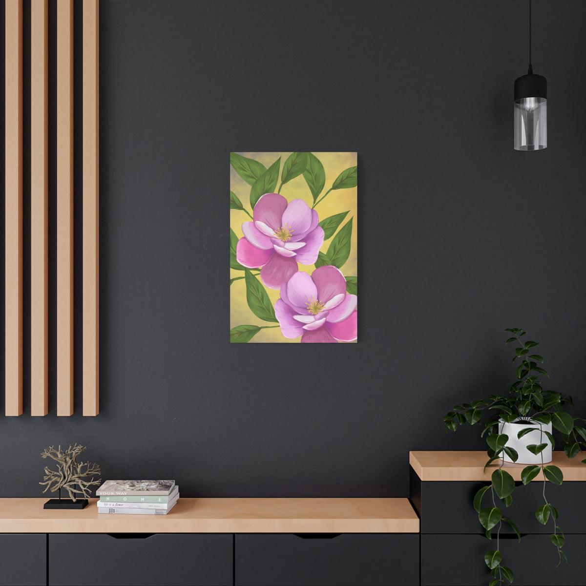Matte Canvas, Stretched, 1.25" Tulips Pink and Purple Flowers