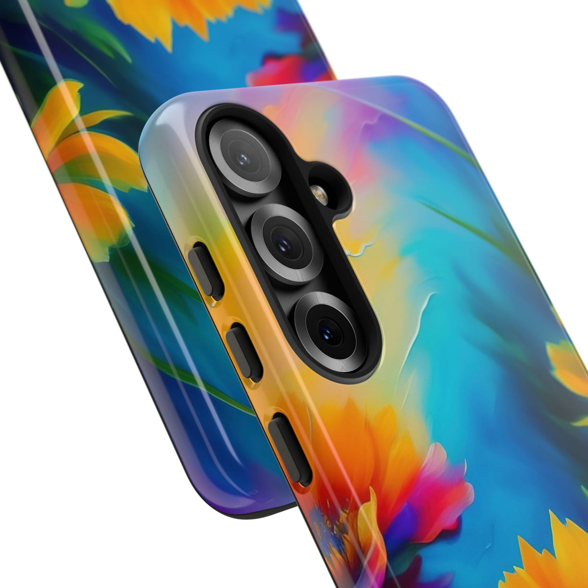 Floral Burst Tough Phone Case — Vibrant Watercolor Flowers Protective Cover