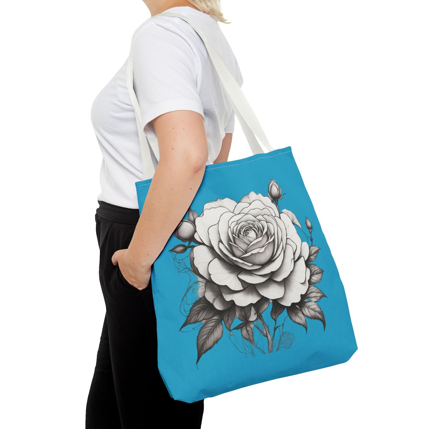 Elegant Floral Tote Bag with Roses, Chic Reusable Grocery Bag, Perfect Gift for Her, Stylish Handbag, Everyday Essentials