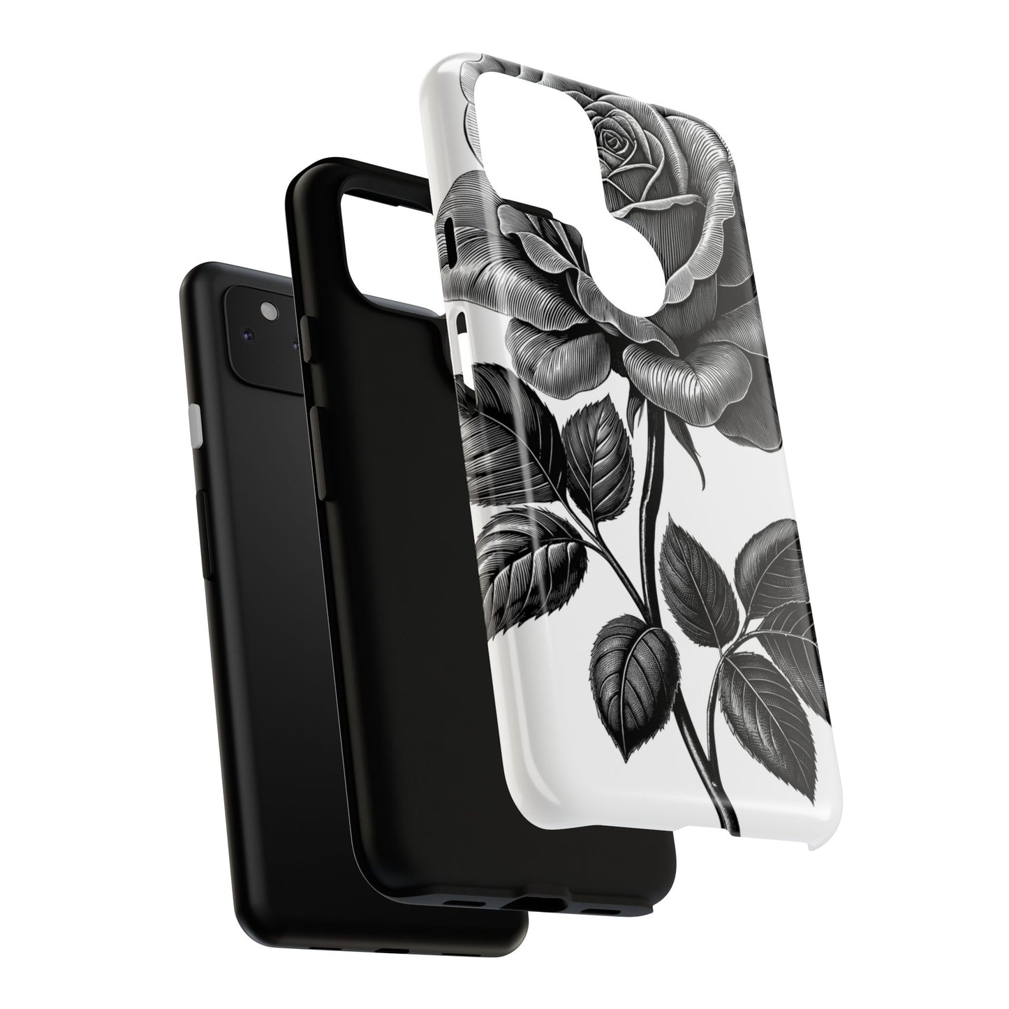 Elegant Floral Phone Case - Tough Cases, Black Rose Design, Floral Phone Cover, Stylish Phone Accessory, Gift for Her, Mother's Day