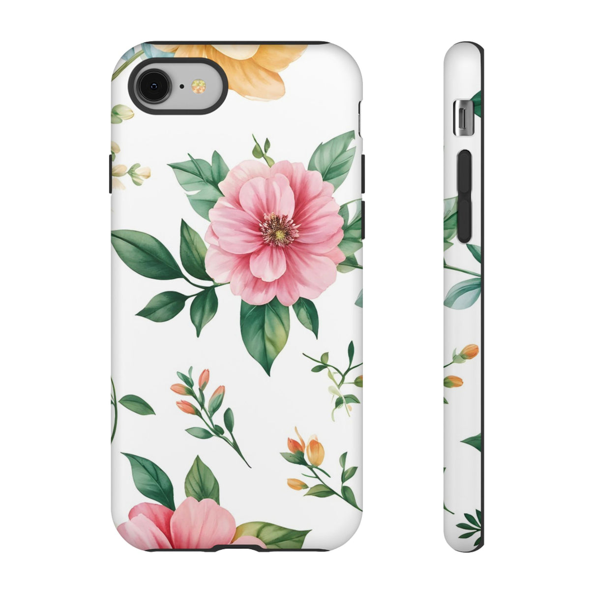Floral Tough Phone Case — Pink Peony Protective Phone Cover