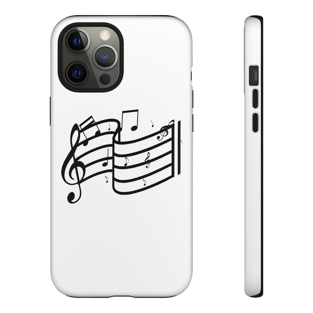 Musical Notes Phone Case — Black Treble Clef Music Staff Tough Case