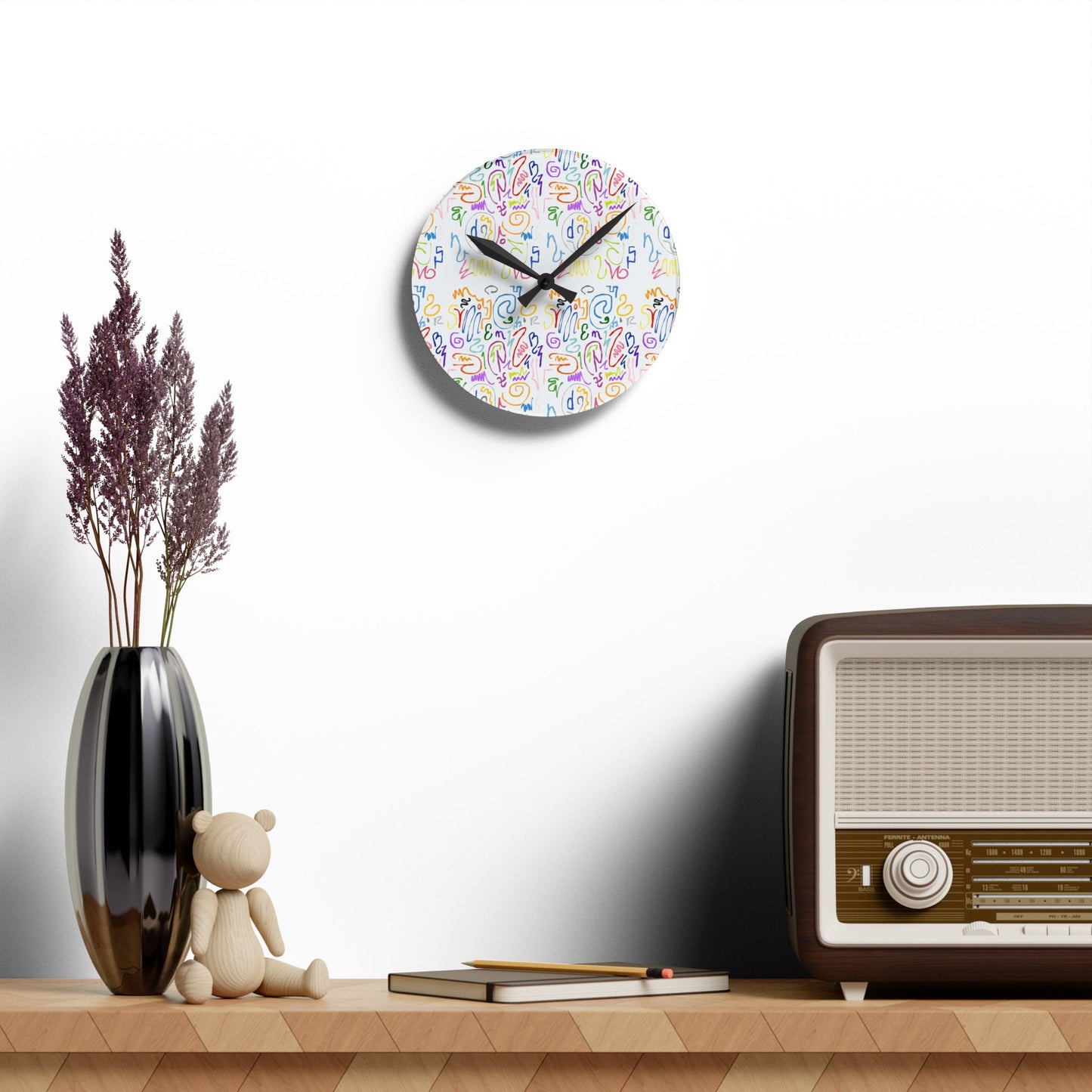Colorful Abstract Acrylic Wall Clock, Modern Home Décor, Unique Gift, Vibrant Wall Art, Playful Timepiece, Artistic Clock