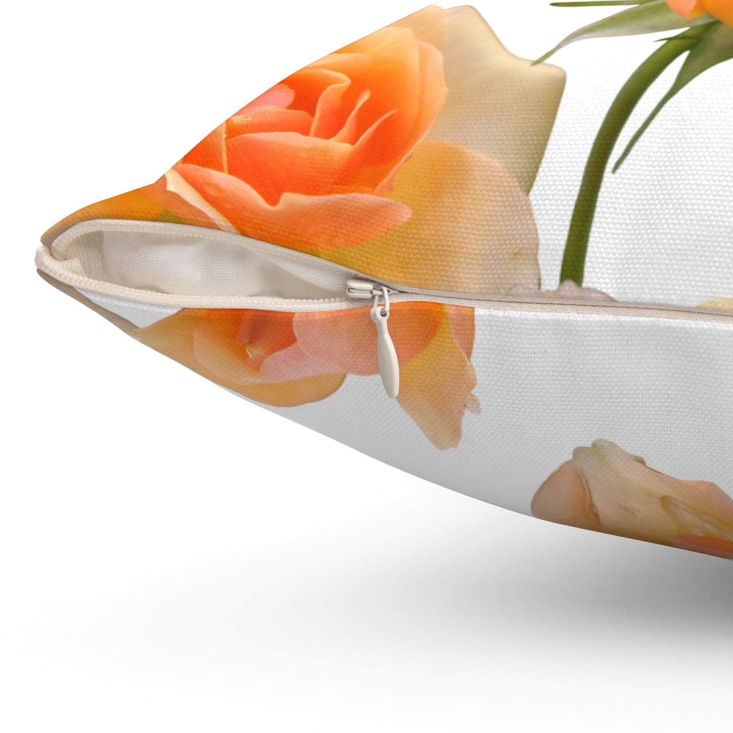 Floral Square Pillow with Peach Roses