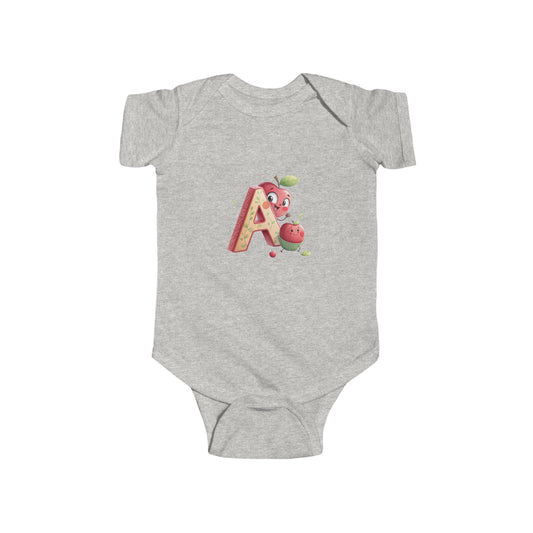 Cute Apple Design Infant Bodysuit Letter A
