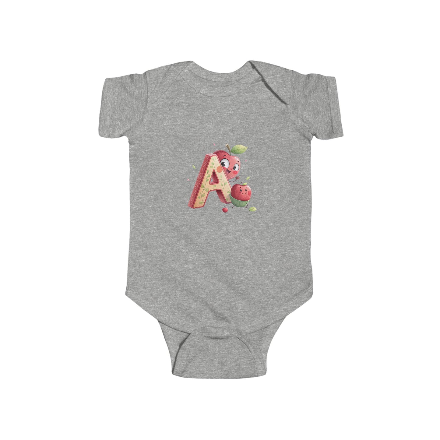 Cute Apple Design Infant Bodysuit Letter A