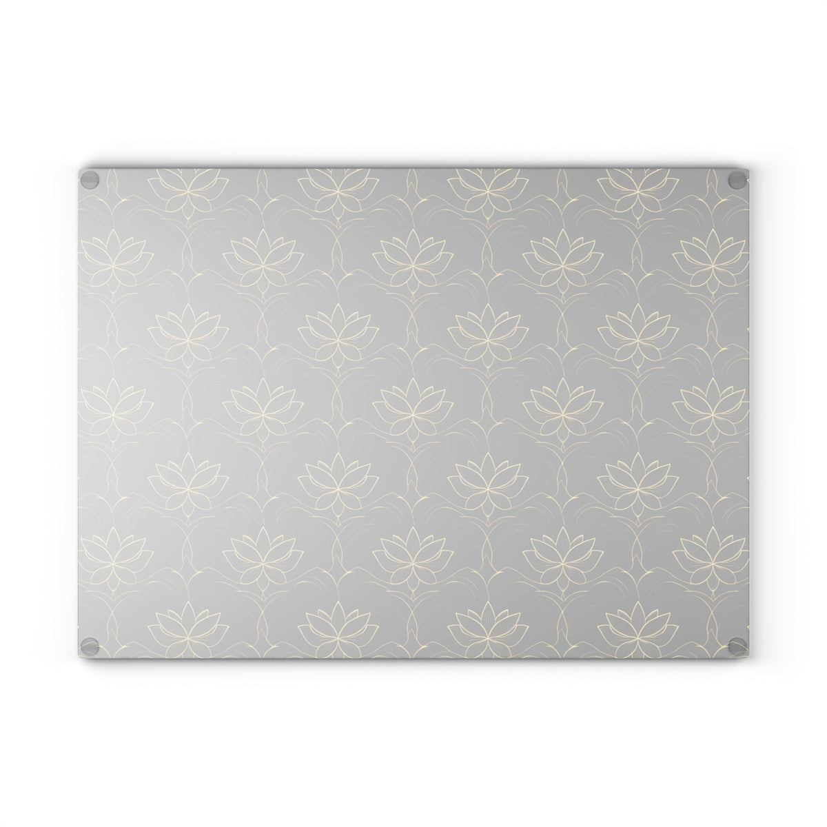 Lotus Pattern Glass Cutting Board — Elegant Black & Gold Kitchen Board