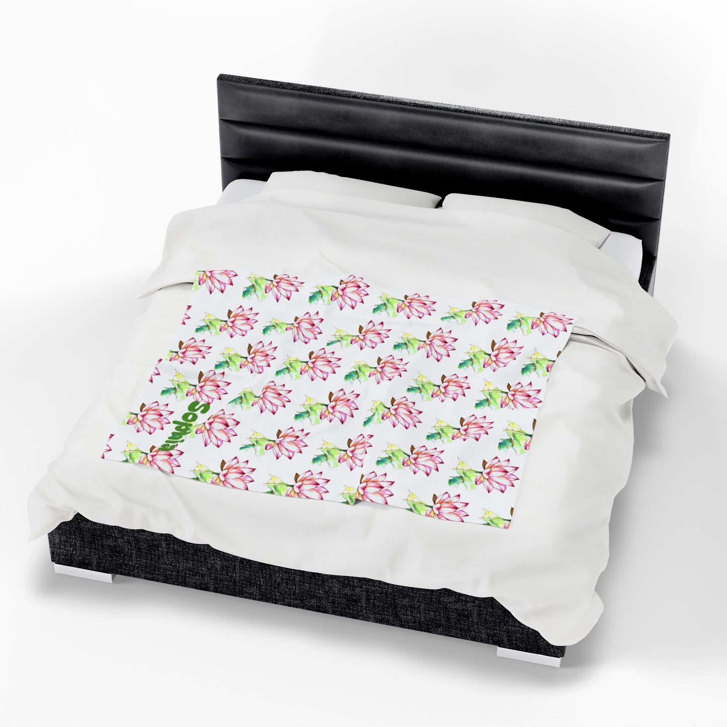 Personalized Floral Velveteen Blanket - Sofia
