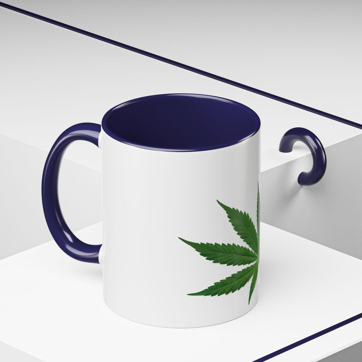 Marijuana Leaf Accent Coffee Mug | Cannabis Lover's Gift, Unique Coffee Cup, Pothead Mug, Stoner Gift Idea, Greenery Decor