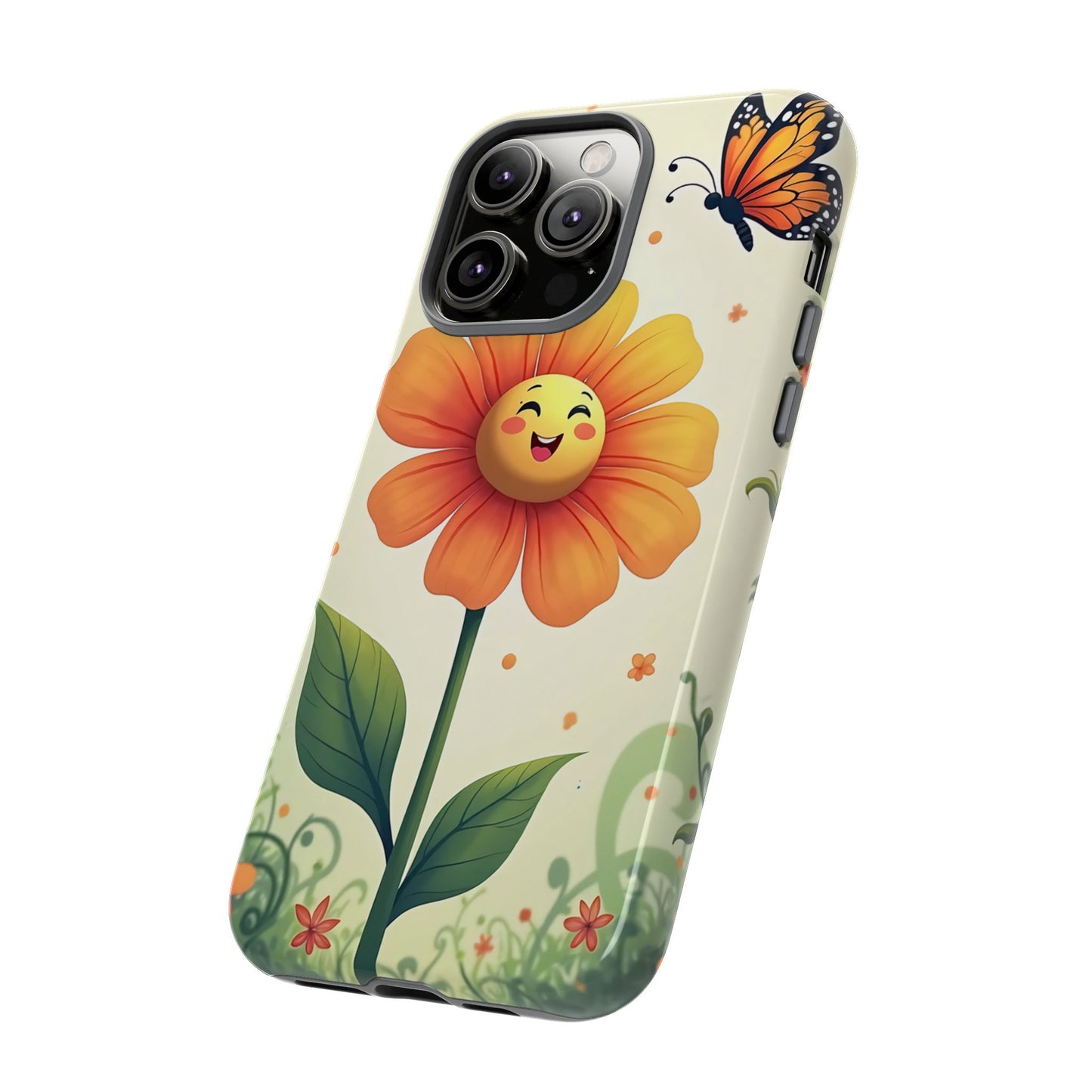 Floral Phone Case with Butterfly Design, Cute Flower Phone Cover for Nature Lovers, Eco-Friendly Gift, Spring Vibes, Birthday Present