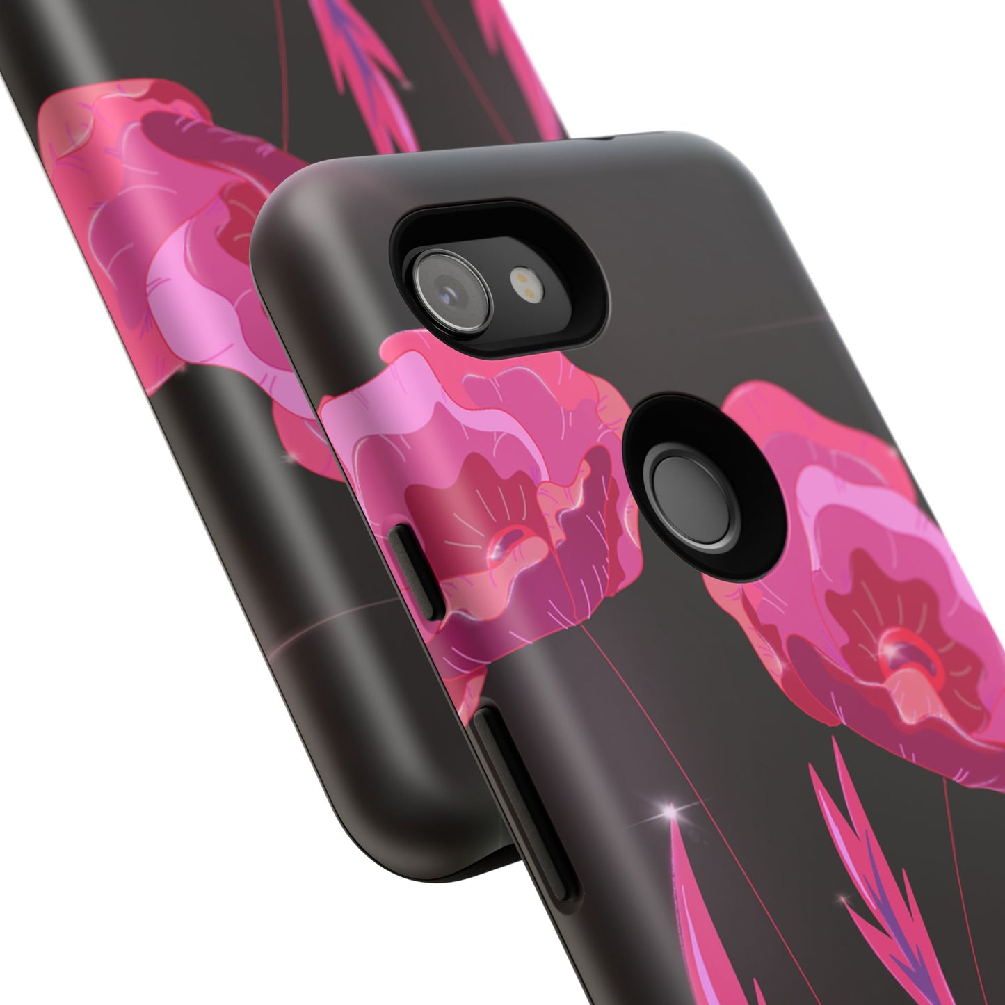 Floral iPhone Case | Tough Cases with Pink Poppy Design, Elegant Flower Phone Cover, Gift for Her, Spring Accessories, Chic Tech