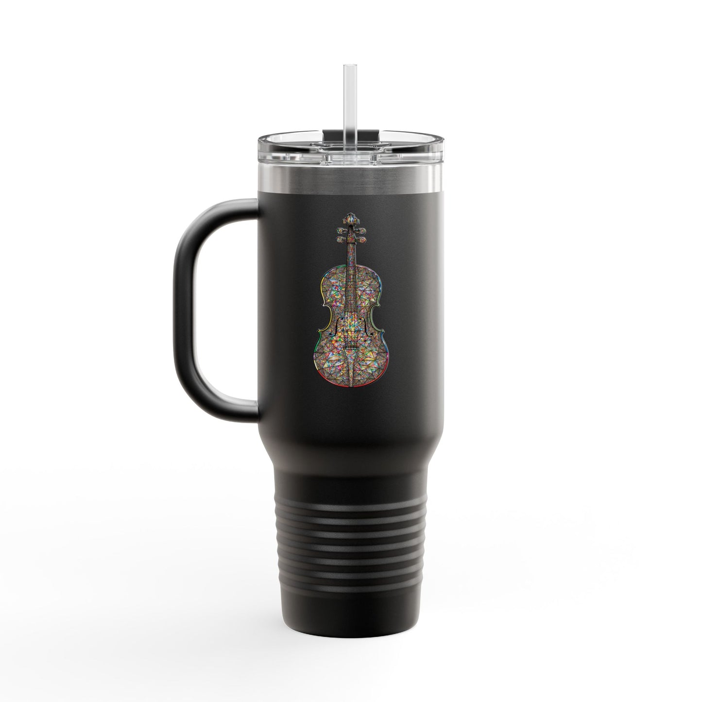 Colorful Violin Insulated Travel Mug - Perfect for Music Lovers, Gifts for Musicians, 40oz Tumbler, Travel Cup for Coffee, Unique Drinkware
