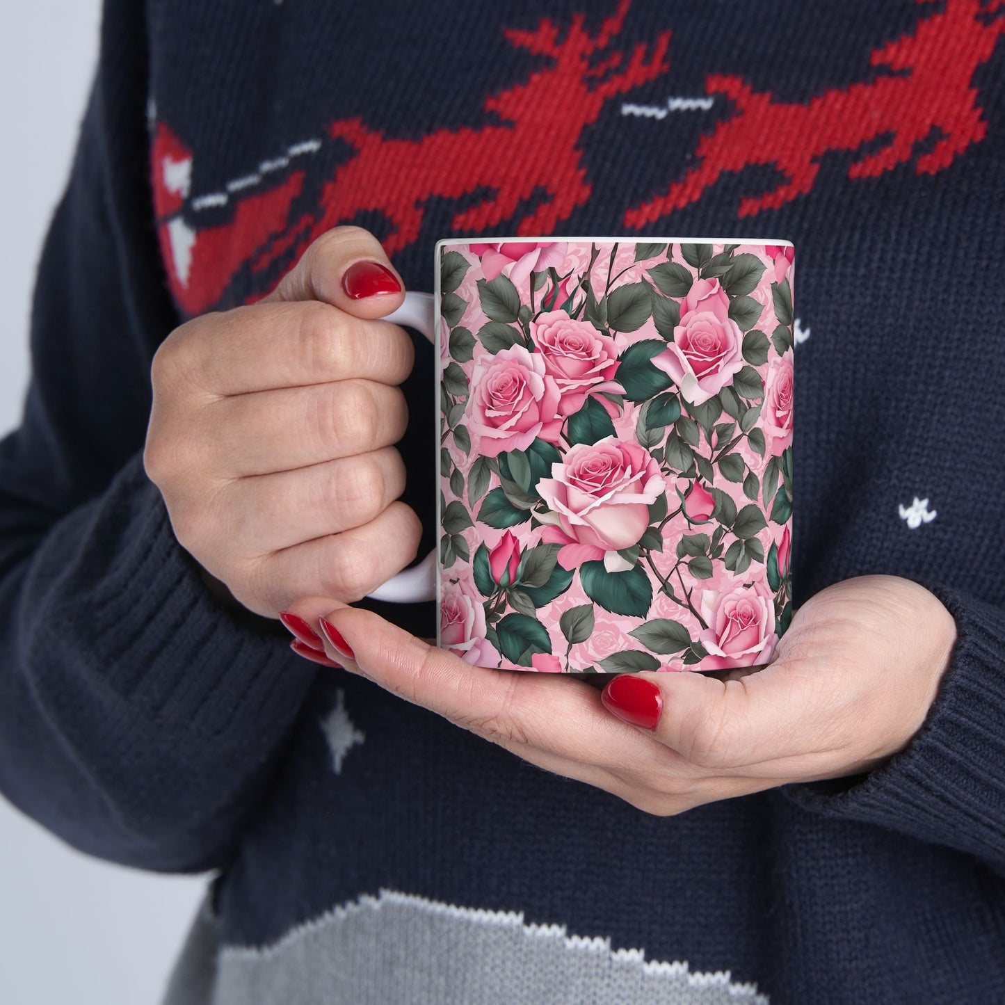 Floral Rose Ceramic Mug - Perfect Gift for Coffee Lovers, Tea, Mother's Day, Birthday, Home Decor, Kitchenware