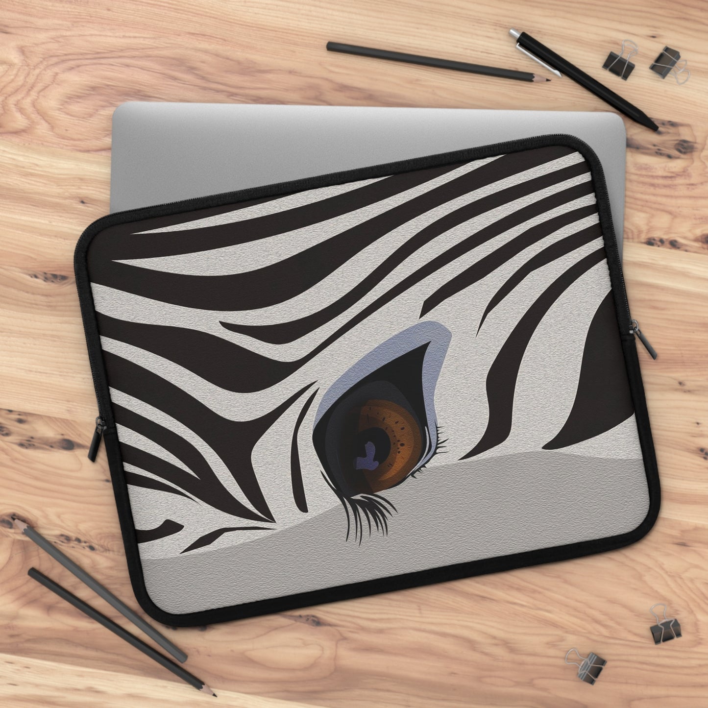 Stylish Zebra Eye Laptop Sleeve | Unique Computer Case, Gift for Students, Trendy Tech Accessory, Animal Print Protection